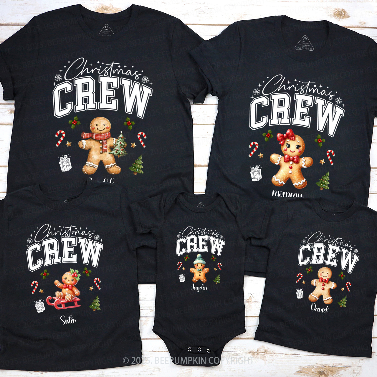 Personalized Christmas Crew Family Matching T-Shirts Beepumpkin