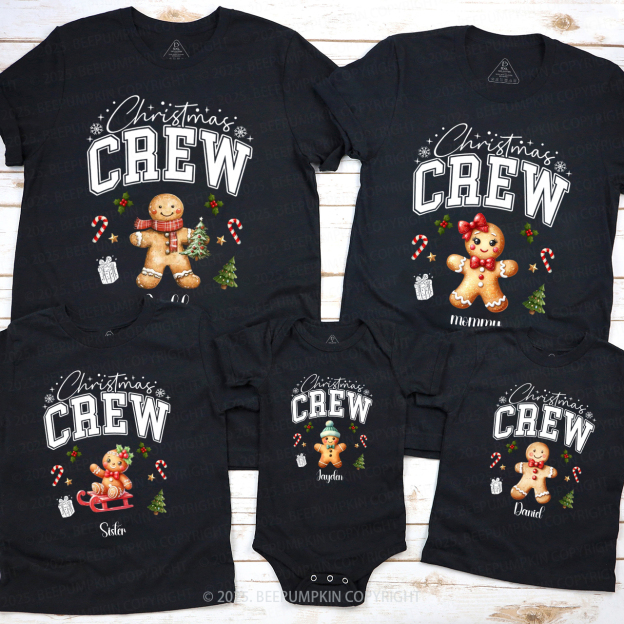 Personalized Christmas Crew Family Matching T-Shirts Beepumpkin