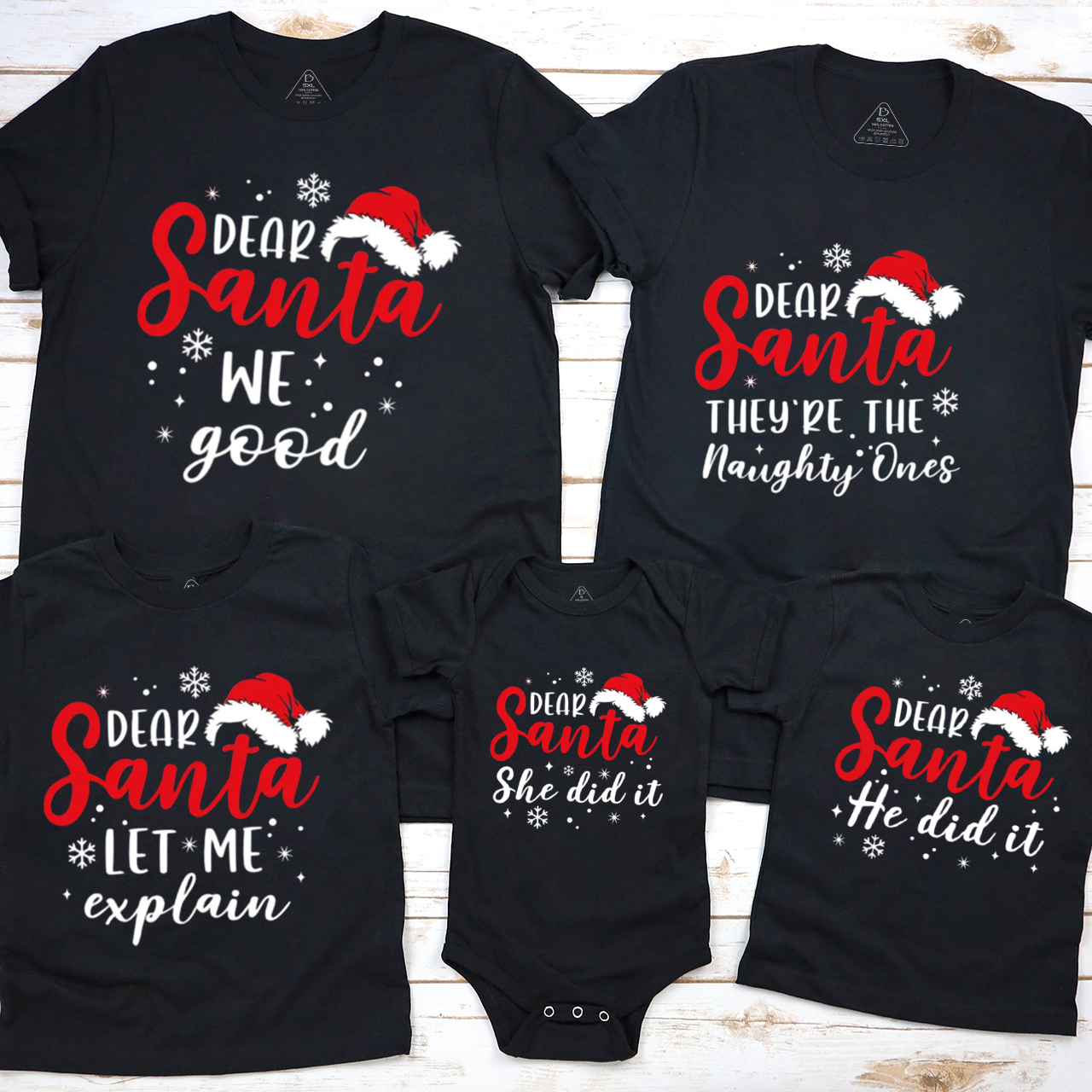 Personalized Dear Santa Group Christmas Family Matching T-Shirts Beepumpkin