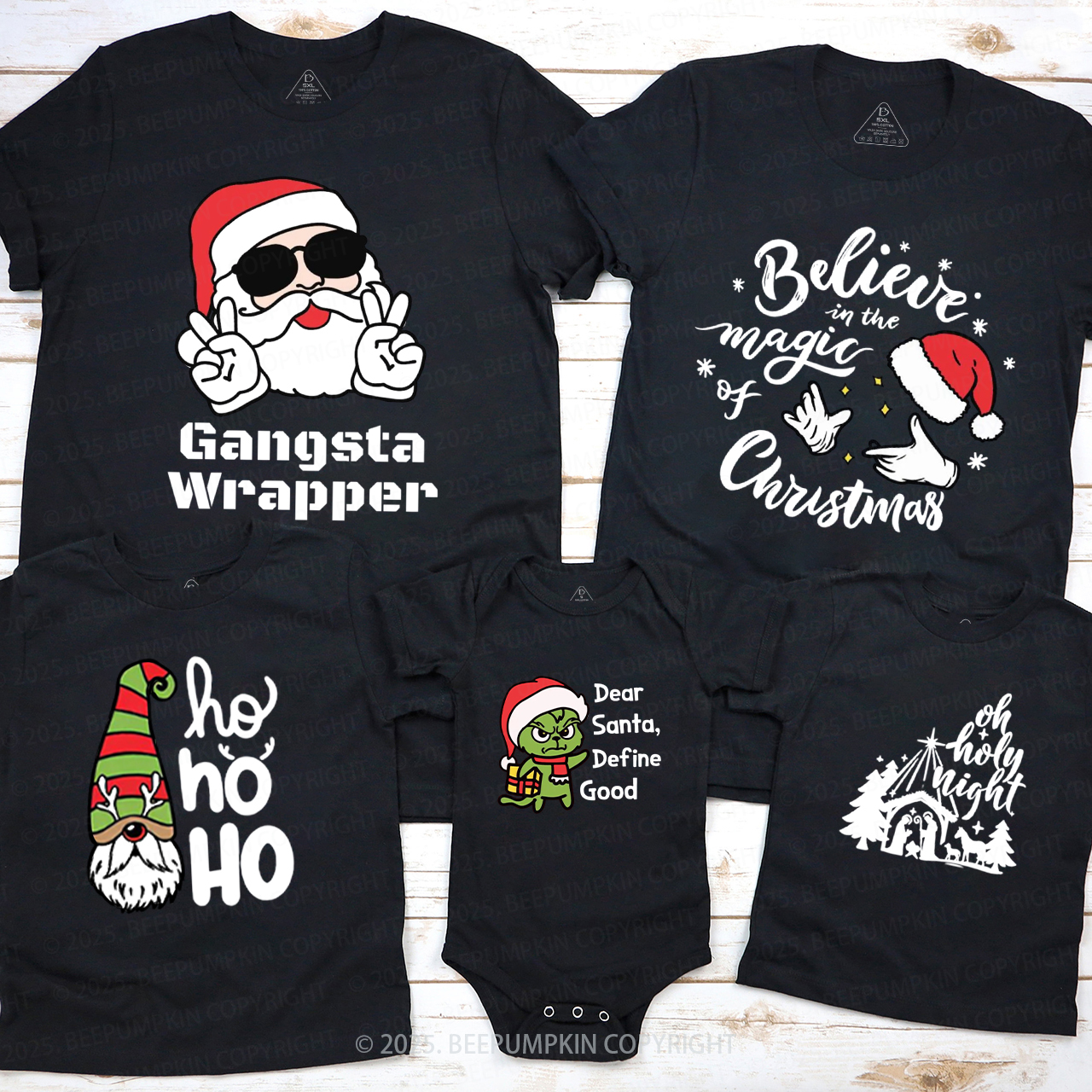 Personalized Joyful Holiday Christmas Family Matching T-Shirts Beepumpkin