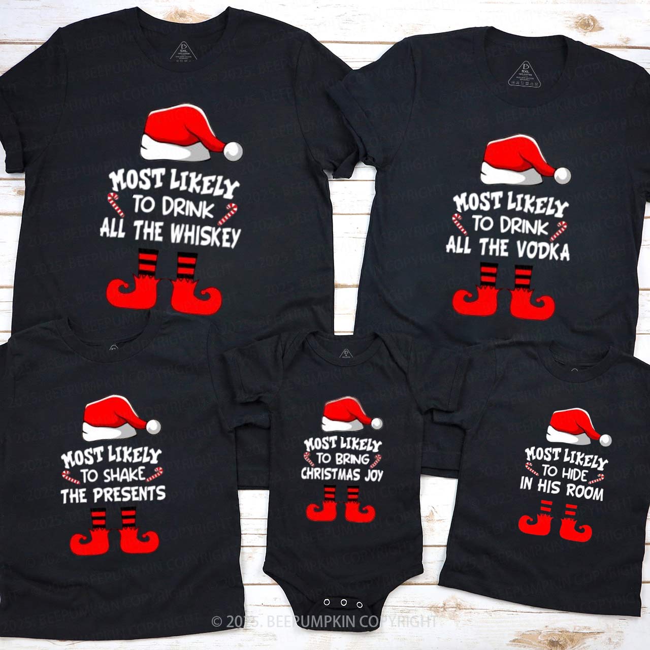 Personalized Most Likely To Christmas Family Matching T-Shirts Beepumpkin