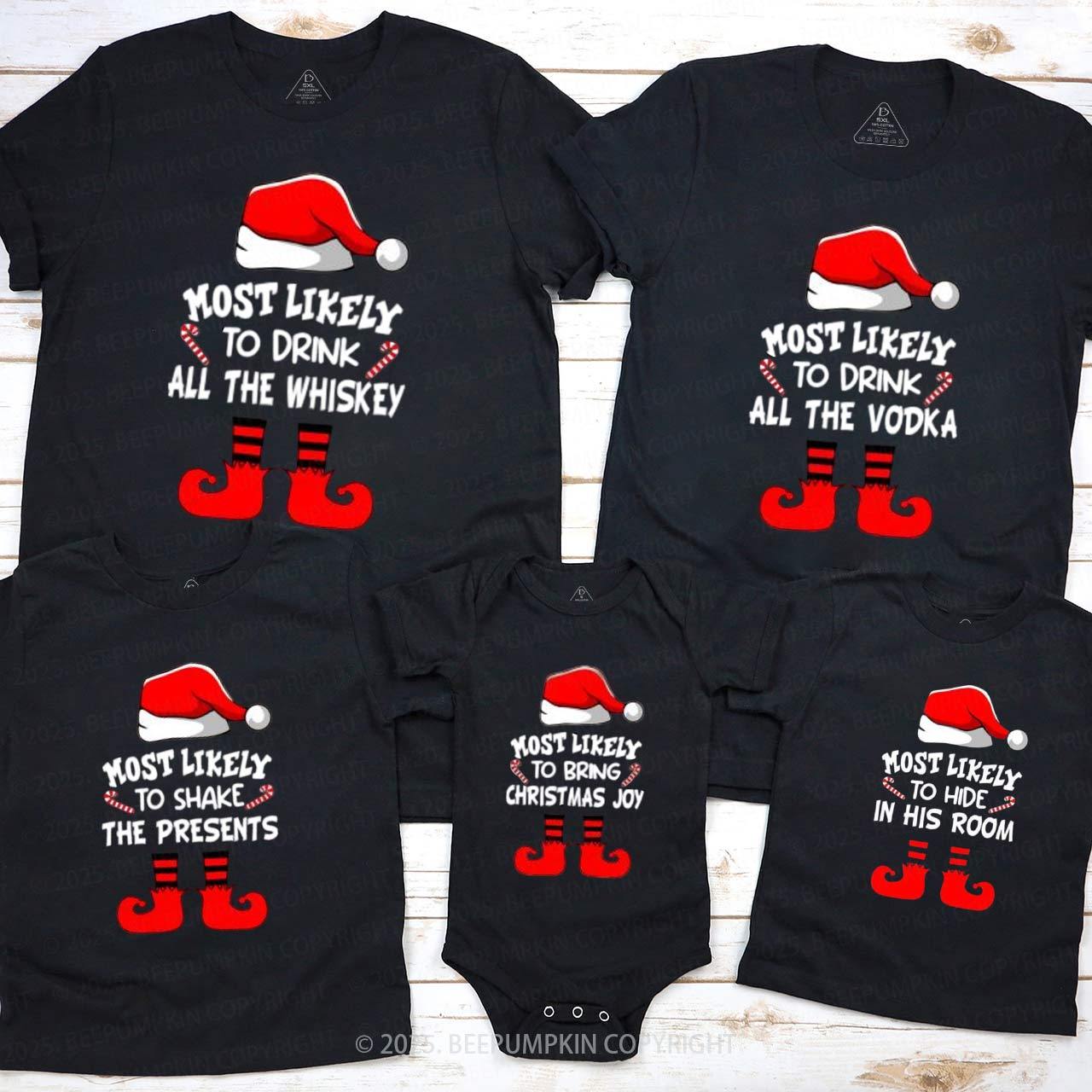 Personalized Most Likely To Christmas Family Matching T-Shirts Beepumpkin