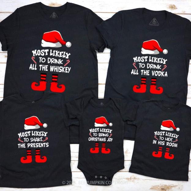 Personalized Most Likely To Christmas Family Matching T-Shirts Beepumpkin