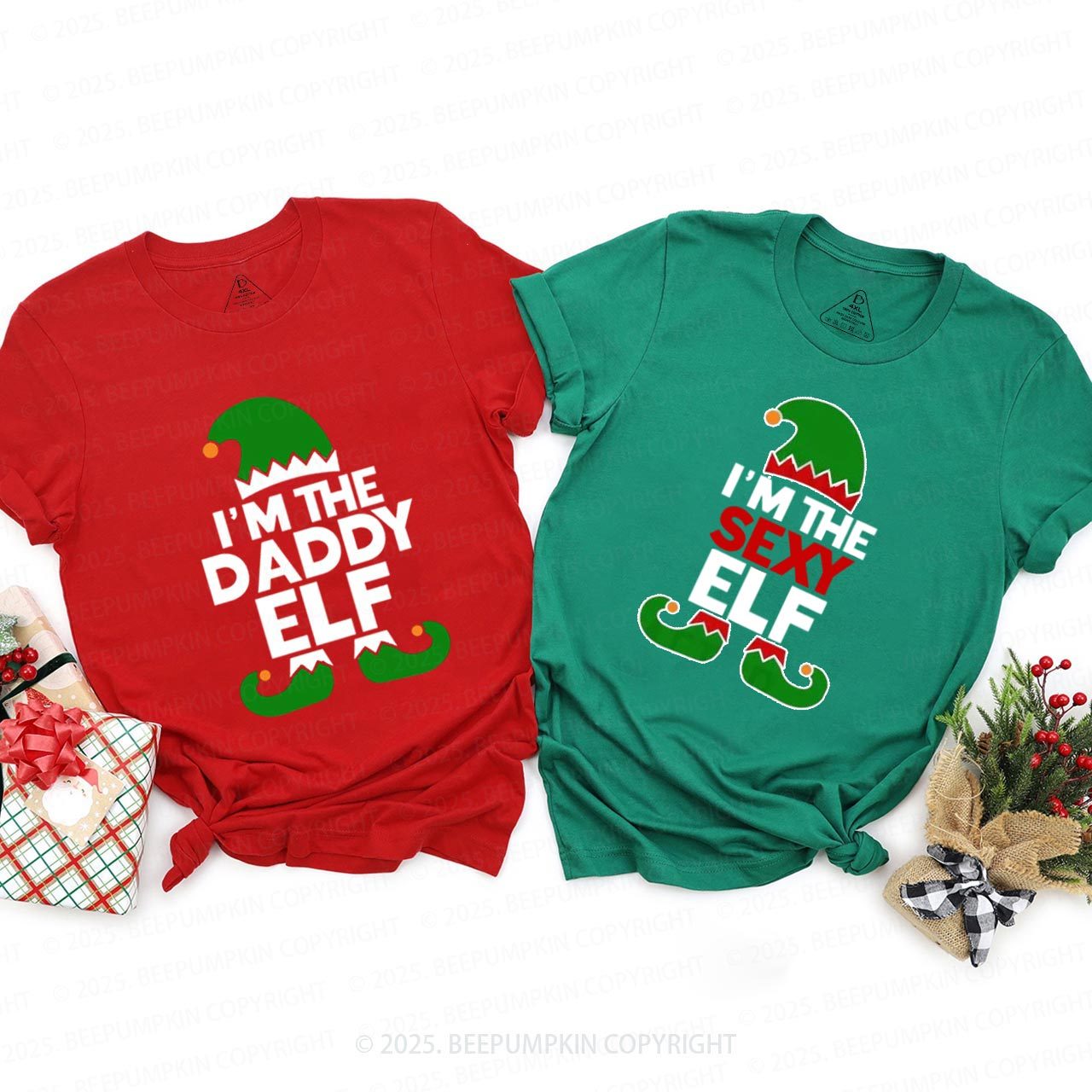 Personalized Funny Elf Christmas Family Matching T-Shirts Beepumpkin