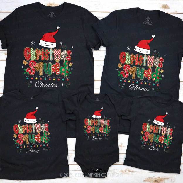 Personalized Christmas Squad Name Family Matching T-Shirts Beepumpkin