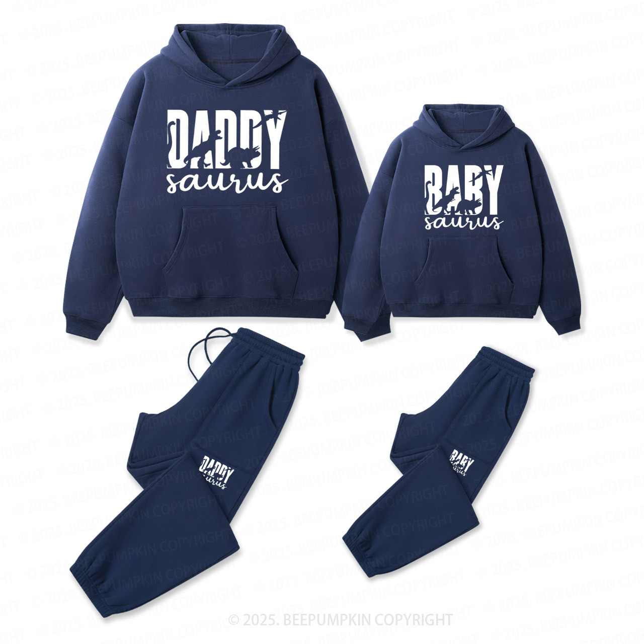 Personalized Saurus Family Matching Hoodie Set