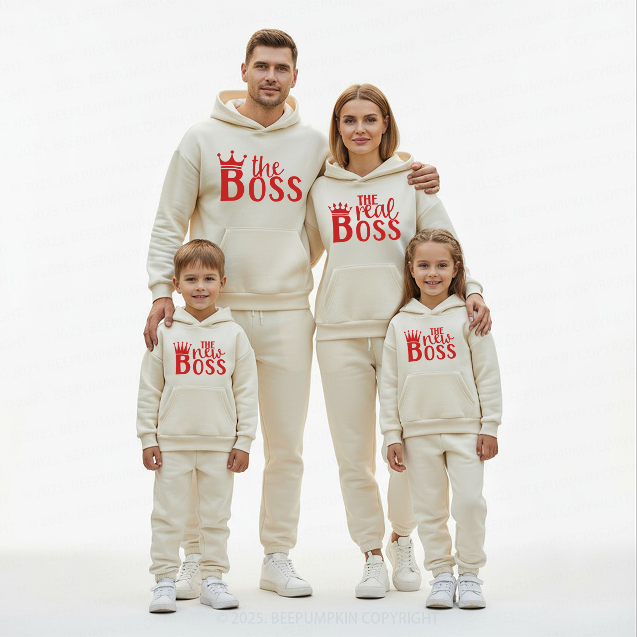 Personalized The Real Boss Family Matching Hoodie Set