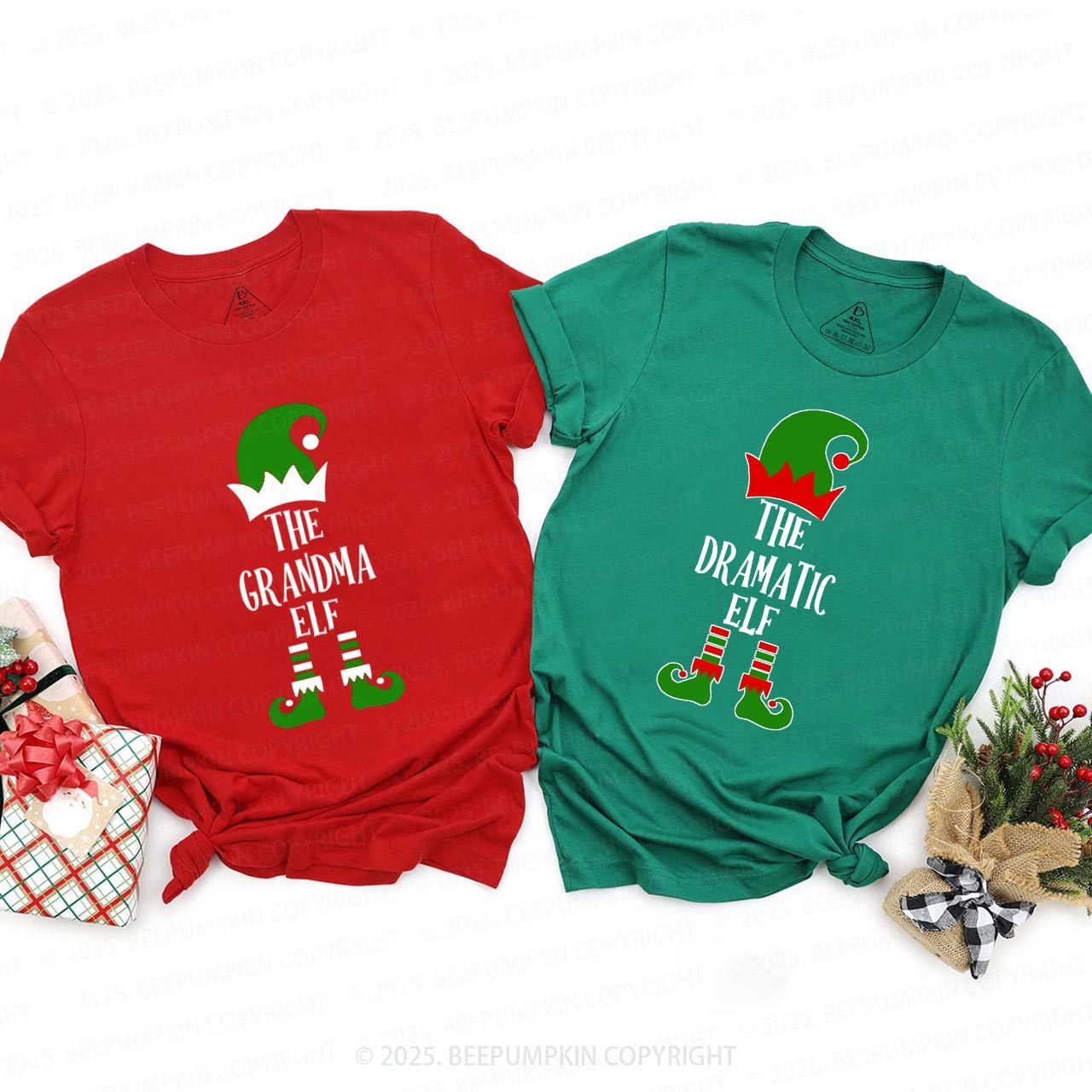 Personalized Christmas The Elf Family Matching T-Shirts Beepumpkin