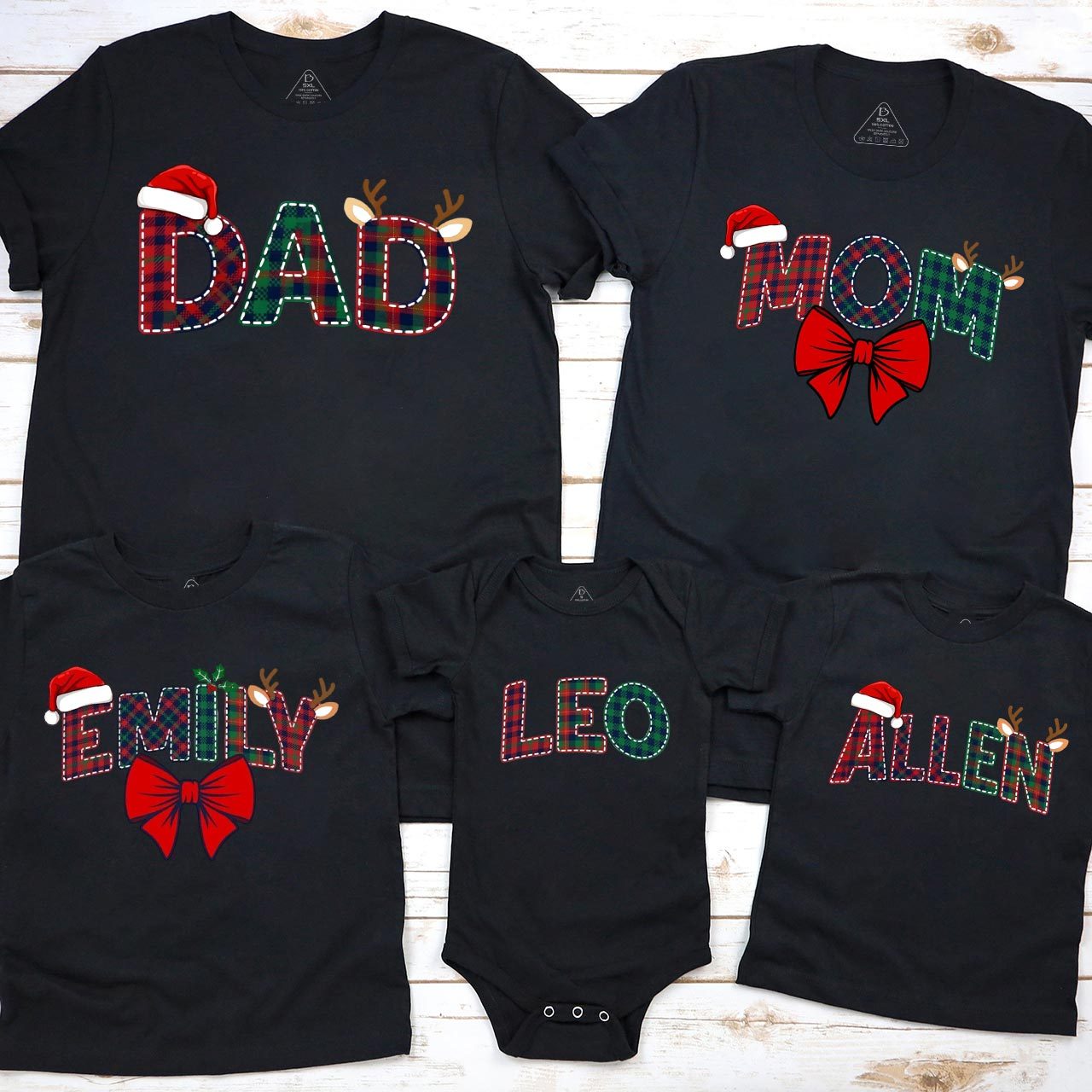 Personalized Christmas Plaid Charm Family Matching T-Shirts Beepumpkin