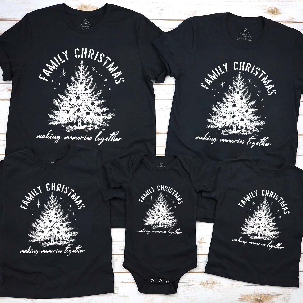 Warm Christmas Tree Family Matching T-Shirts Beepumpkin