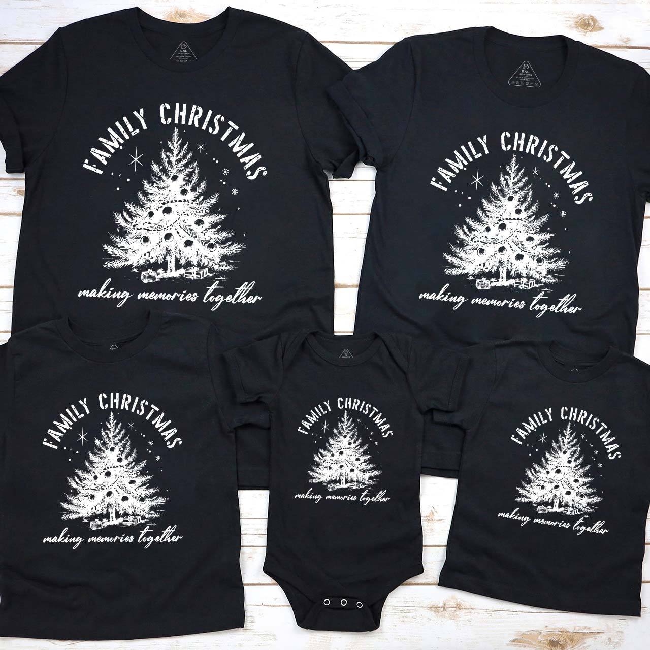 Warm Christmas Tree Family Matching T-Shirts Beepumpkin