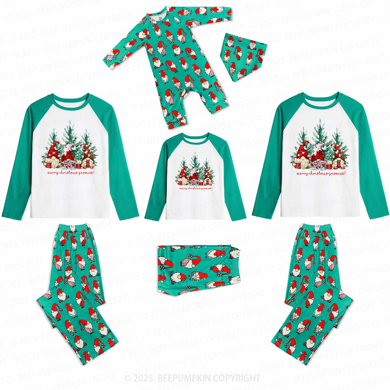Merry Christmas Gnomies Family Matching Gnomes Pajamas Beepumpkin