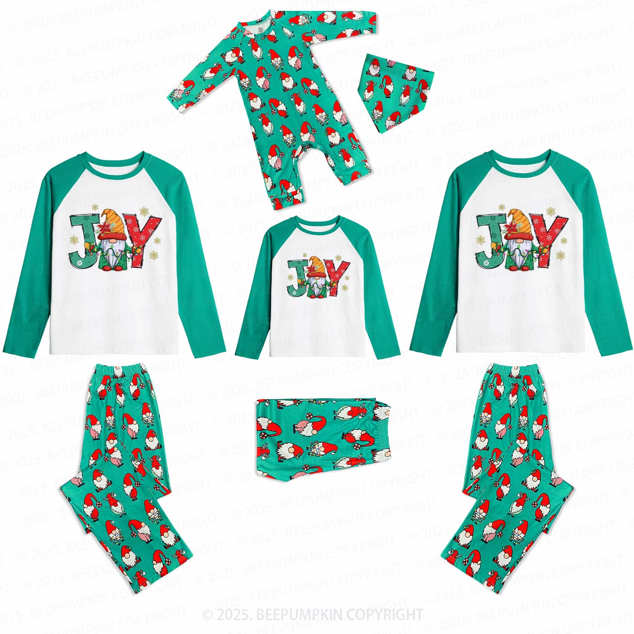 Joy Christmas Family Matching Gnomes Pajamas Beepumpkin