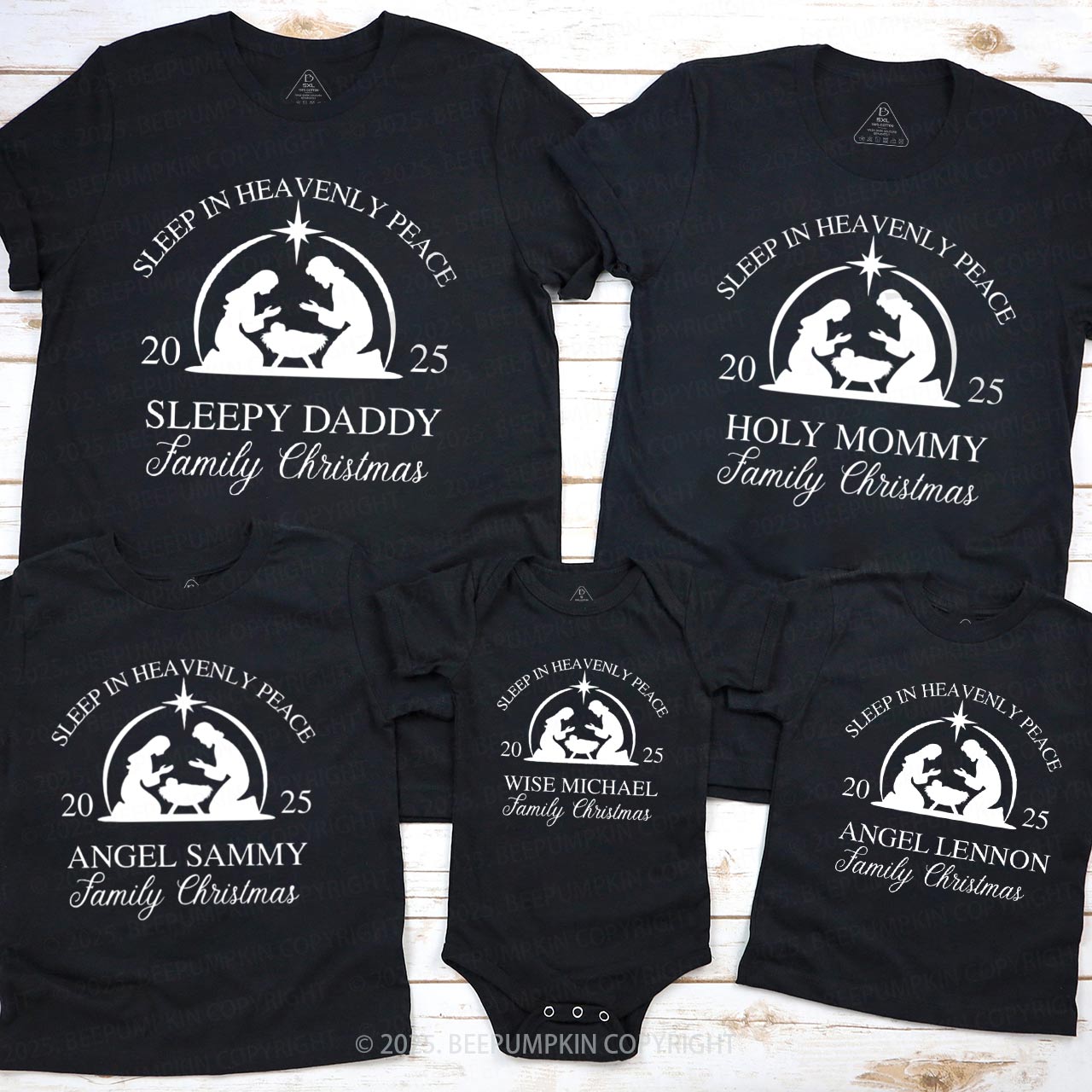 Personalized Faith Based Christmas Family Matching T-Shirts Beepumpkin
