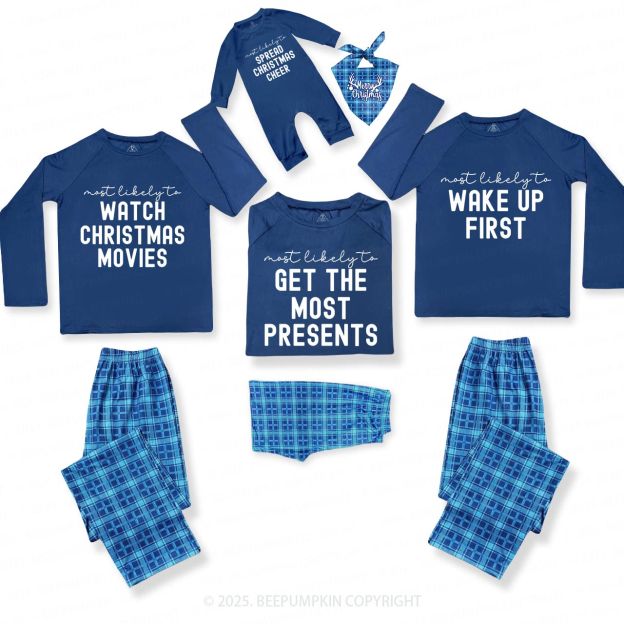 Family Christmas Shirts Most Likely To Funny Party Matching Blue Pajamas Beepumpkin