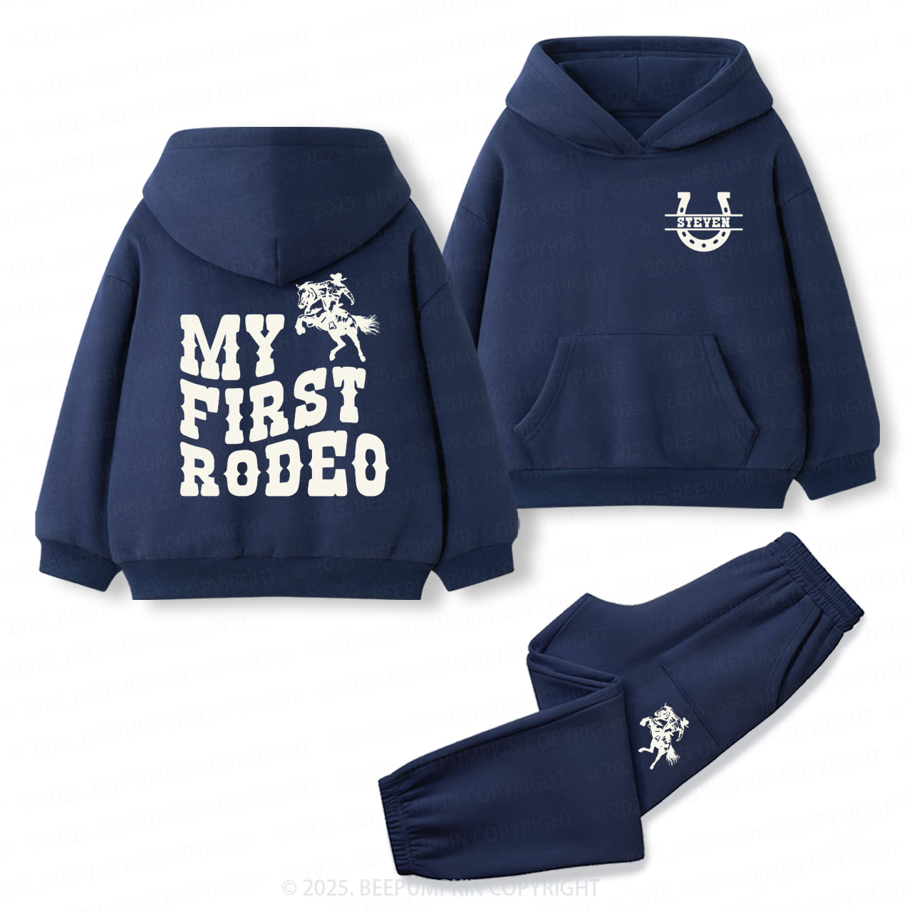 Personalized Vintage-Inspired Western Cowboy Toddler&Kids Hoodie Set
