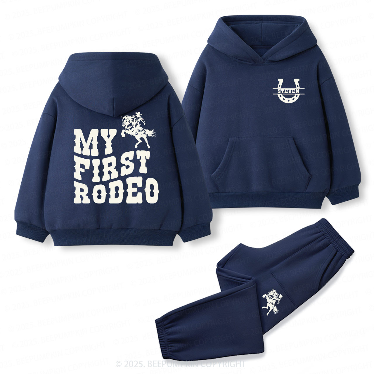 Personalized Vintage-Inspired Western Cowboy Toddler&Kids Hoodie Set