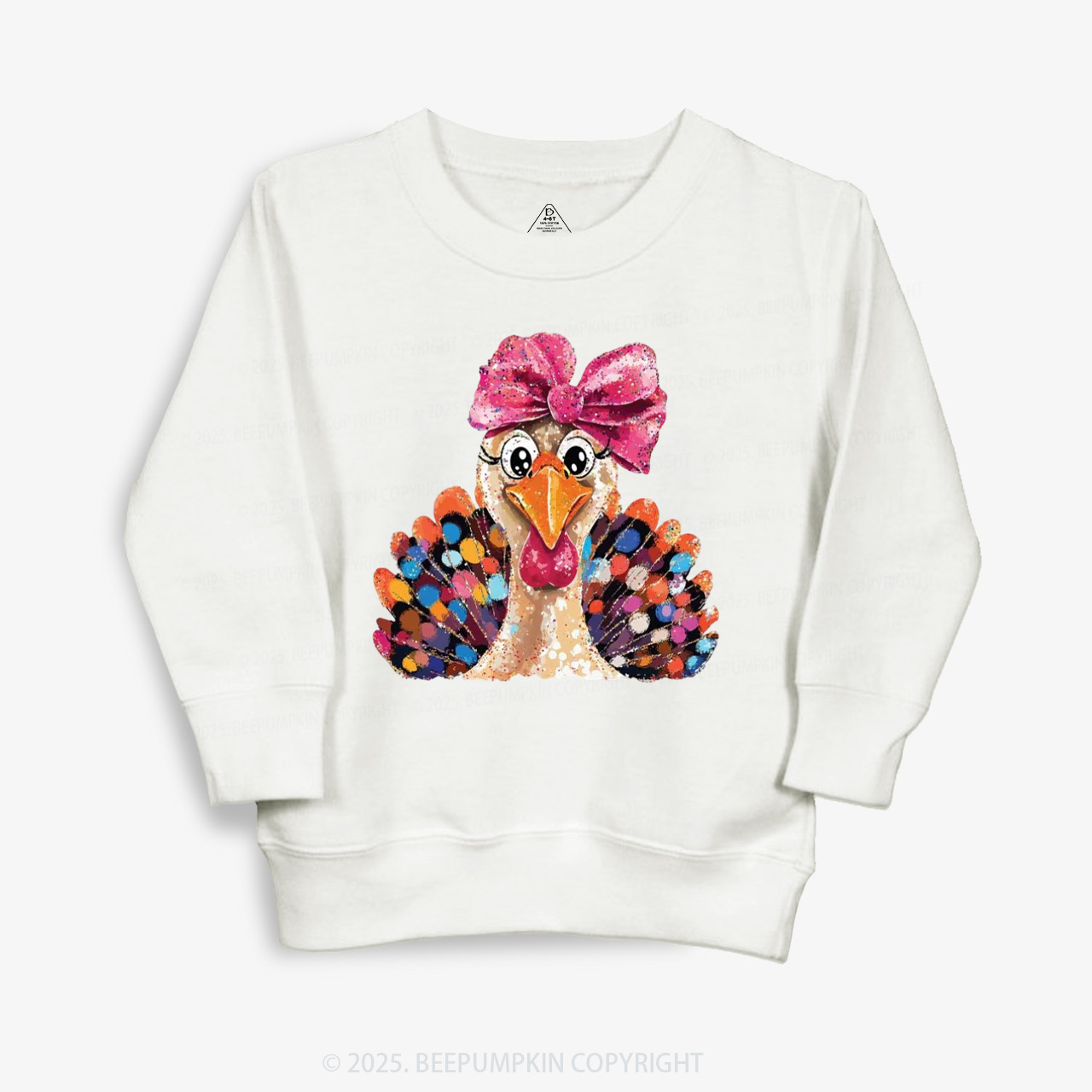 Turkey At The Table Thanksgiving Kid's Sweatshirt