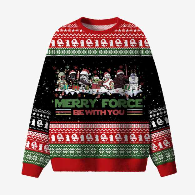 Merry Force Be With You Family Matching Knit Sweatshirt