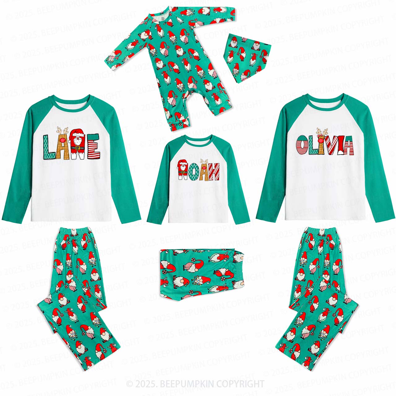 Personalized Cartoon Font Family Matching Gnomes Pajamas Beepumpkin