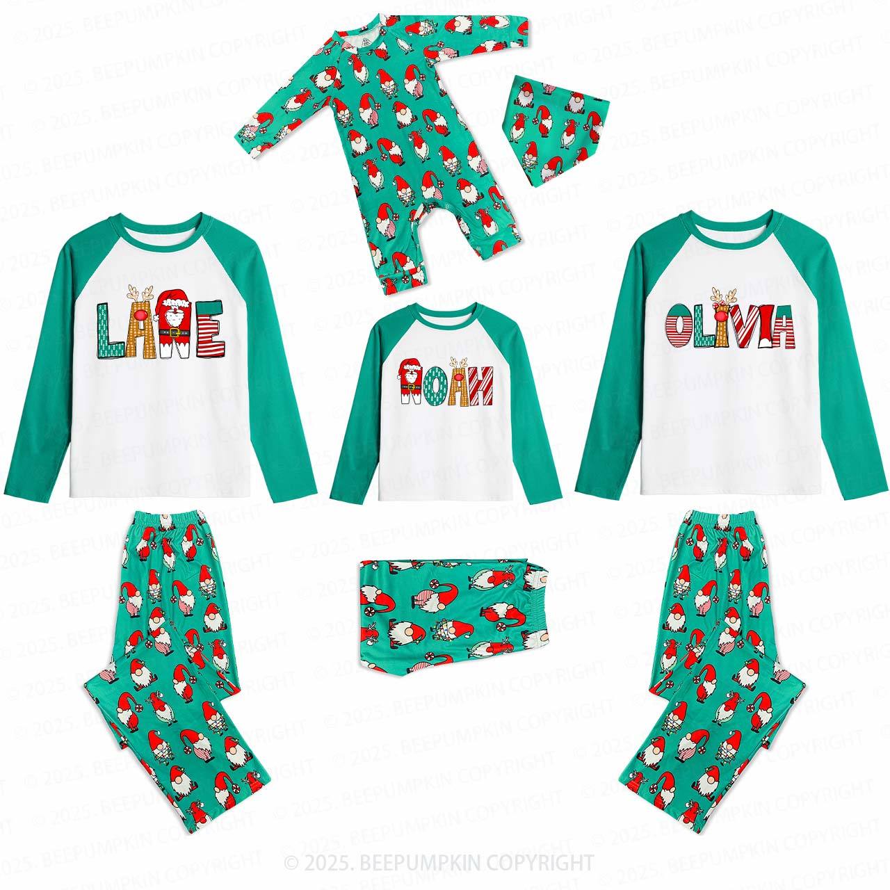 Personalized Cartoon Font Family Matching Gnomes Pajamas Beepumpkin