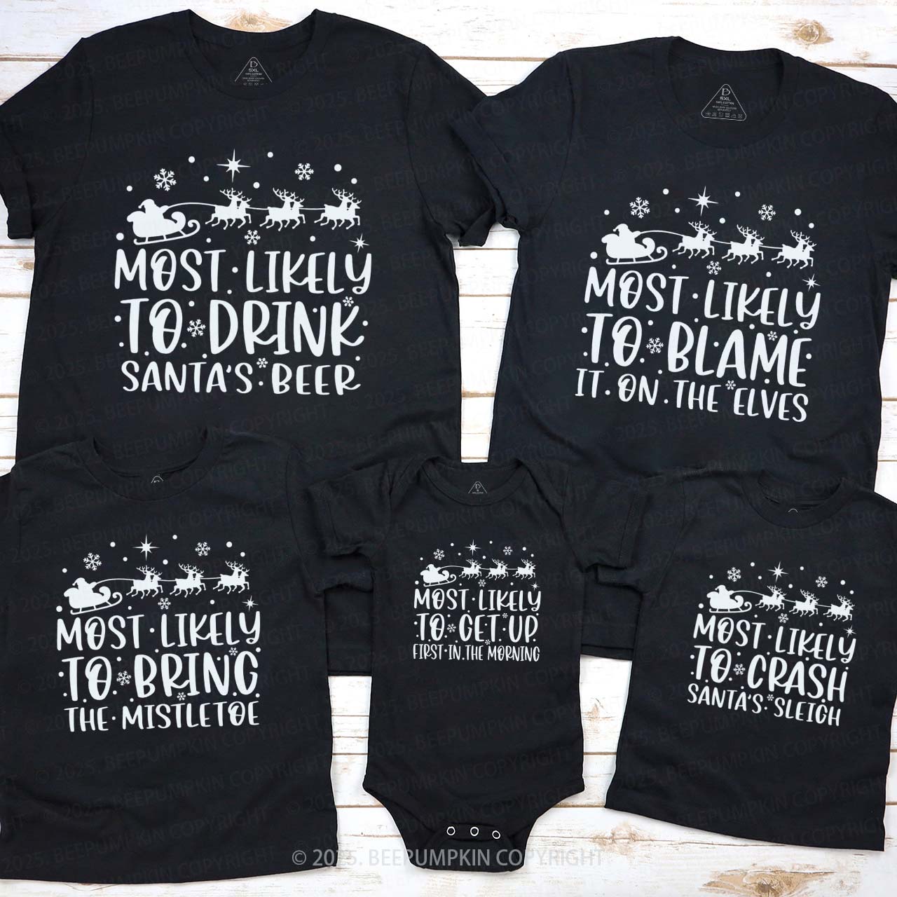 60 Most Likely To Christmas Family Matching T-Shirts Beepumpkin