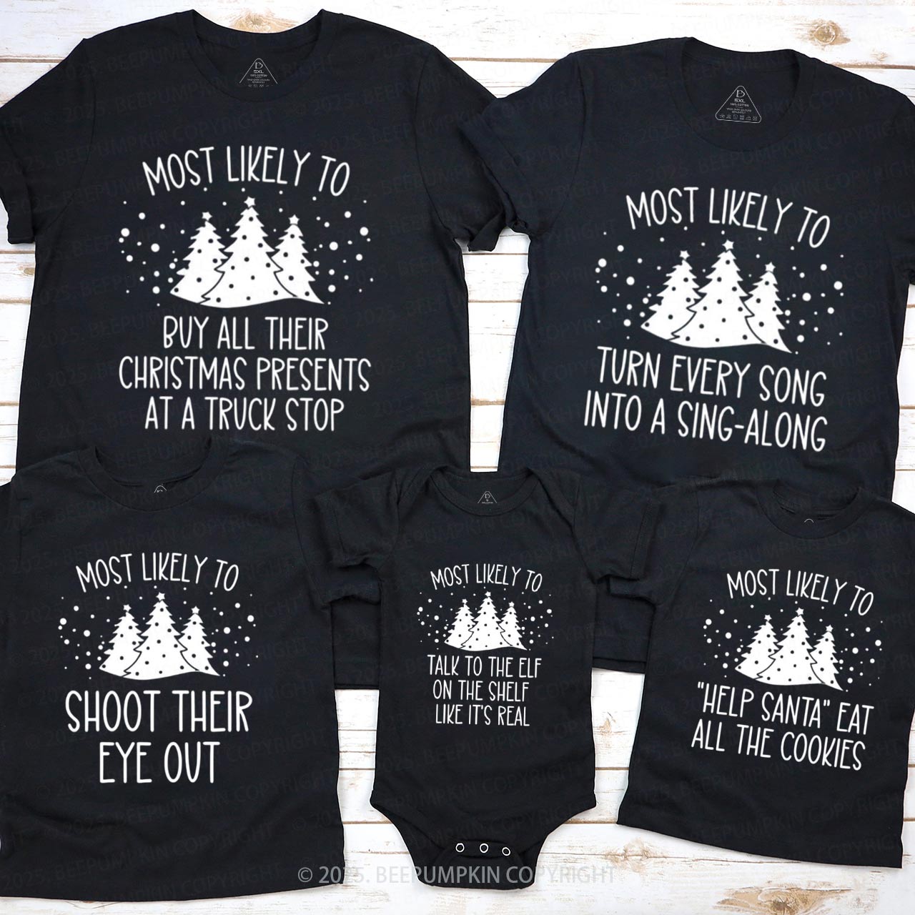 40 Most Likely To Christmas Family Matching T-Shirts Beepumpkin