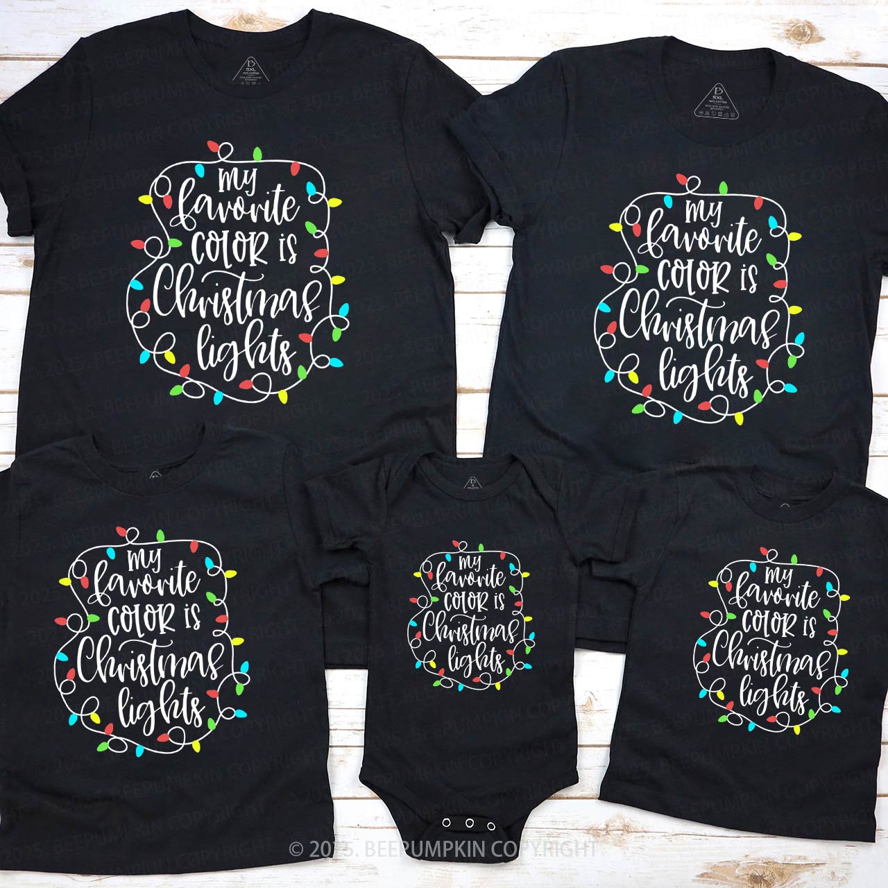 My Favorite Color Is Christmas Lights Family Matching T-Shirts Beepumpkin
