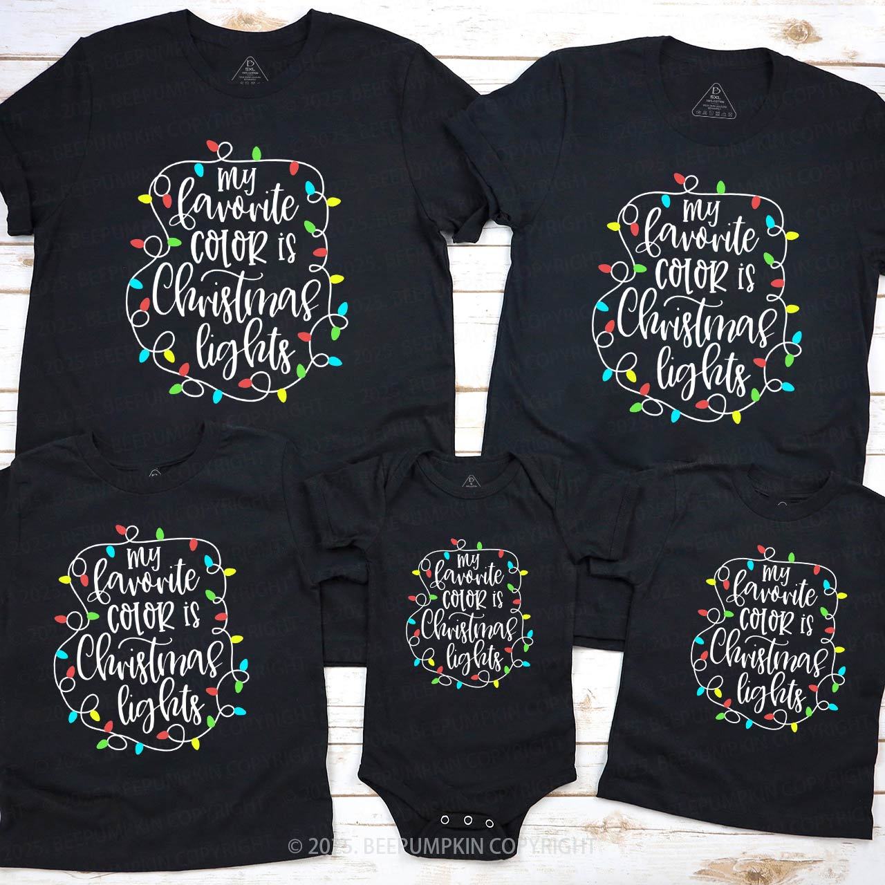 My Favorite Color Is Christmas Lights Family Matching T-Shirts Beepumpkin