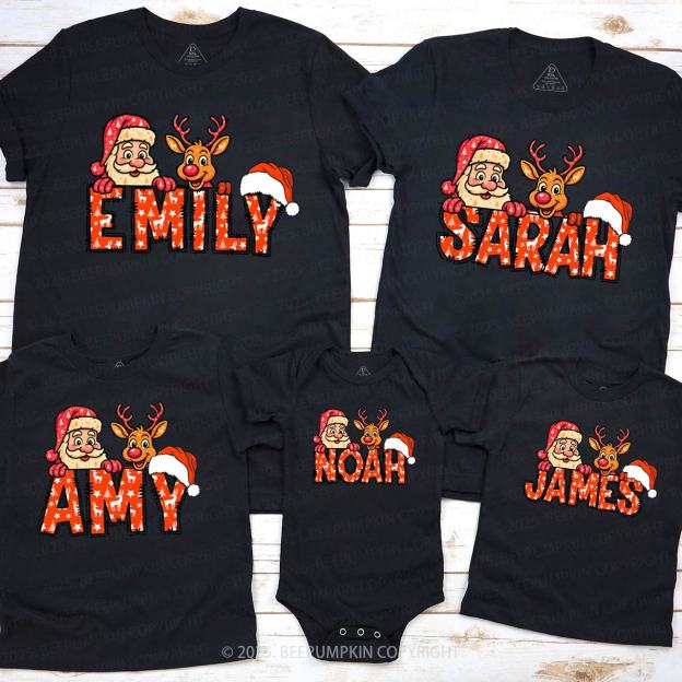 Personalized Santa's Favorite Name Family Matching T-Shirts Beepumpkin