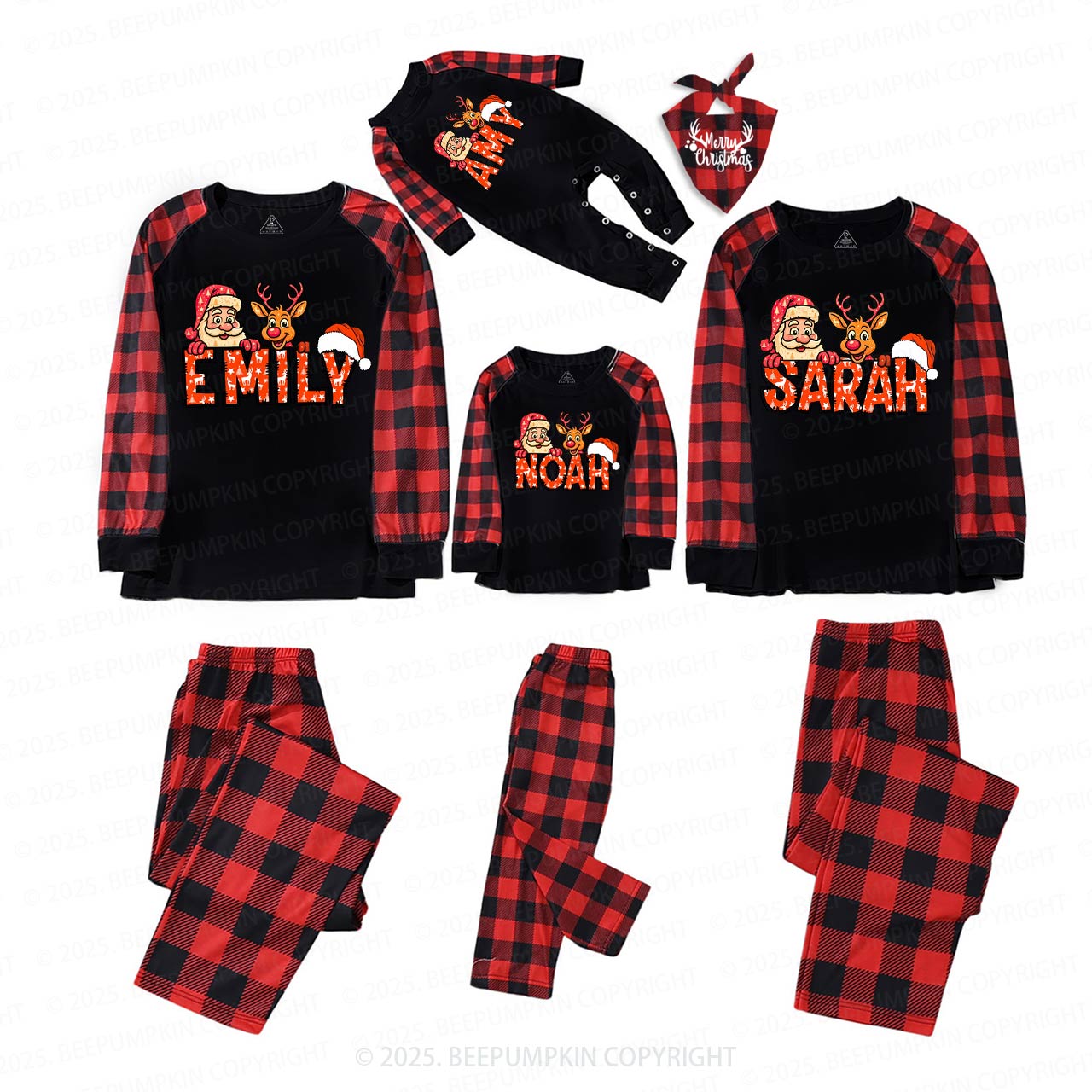 Personalized Santa's Favorite Name Family Matching Pajamas