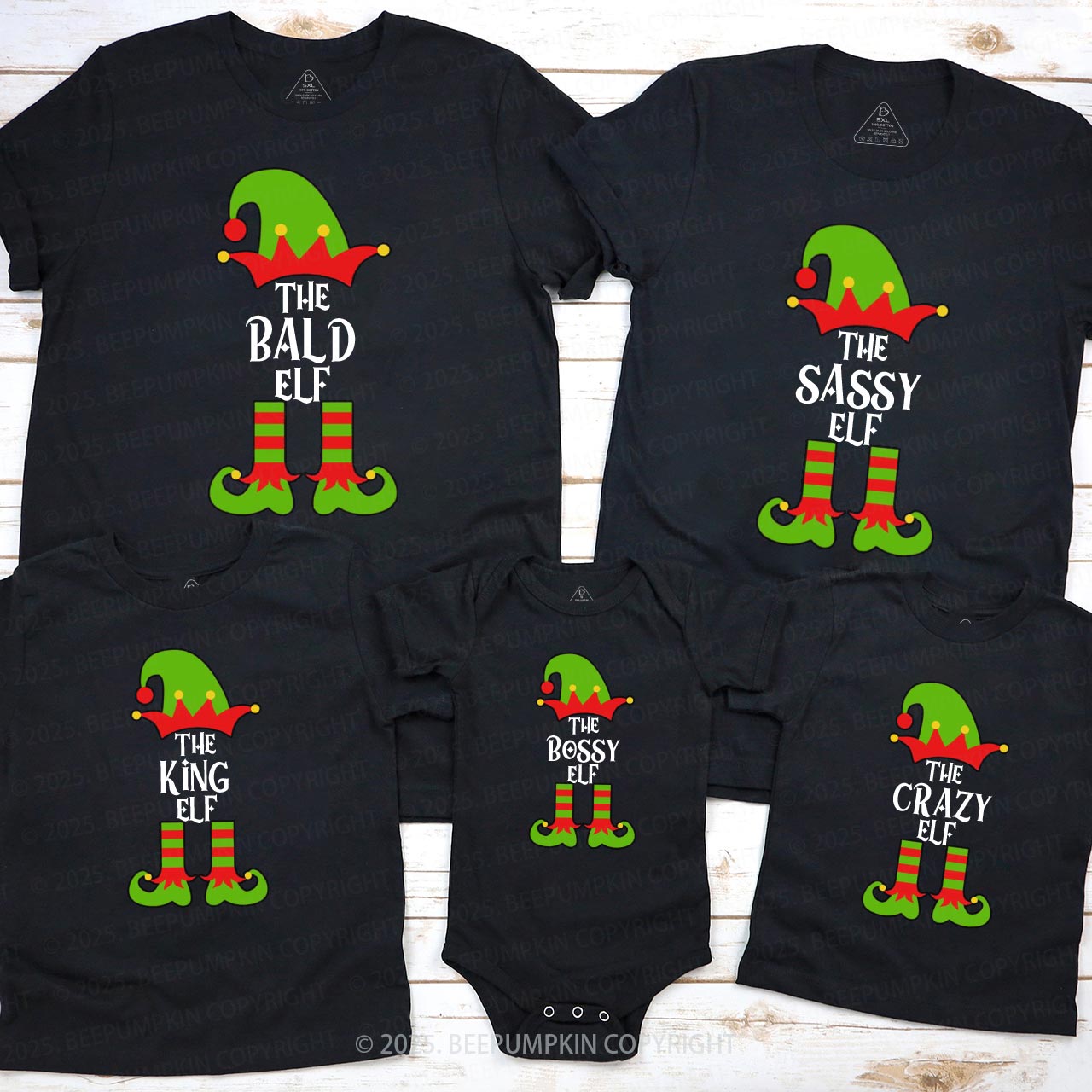 Personalized Christmas The Elf Family Matching T-Shirts Beepumpkin