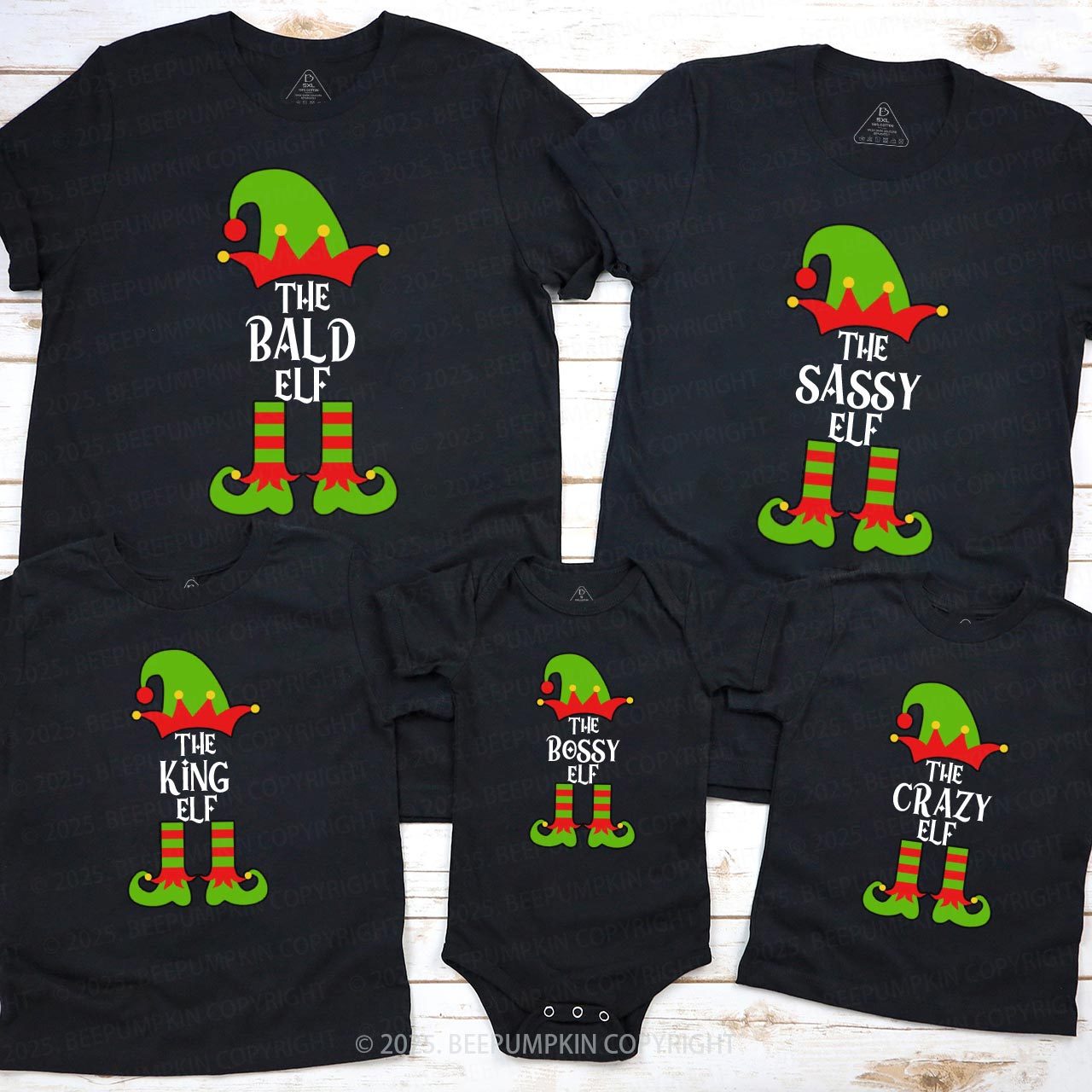 Personalized Christmas The Elf Family Matching T-Shirts Beepumpkin