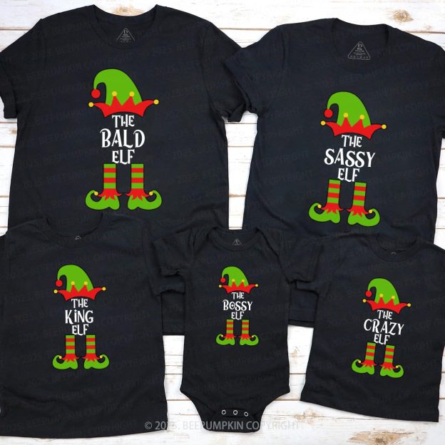 Personalized Christmas The Elf Family Matching T-Shirts Beepumpkin
