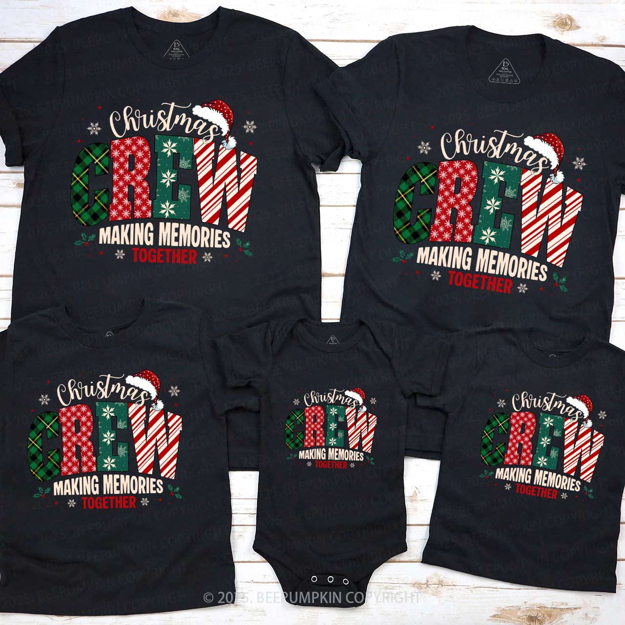 Funny Christmas Crew Family Matching T-Shirts Beepumpkin