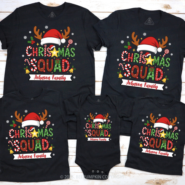 Personalized Christmas Squad Family Matching T-Shirts Beepumpkin