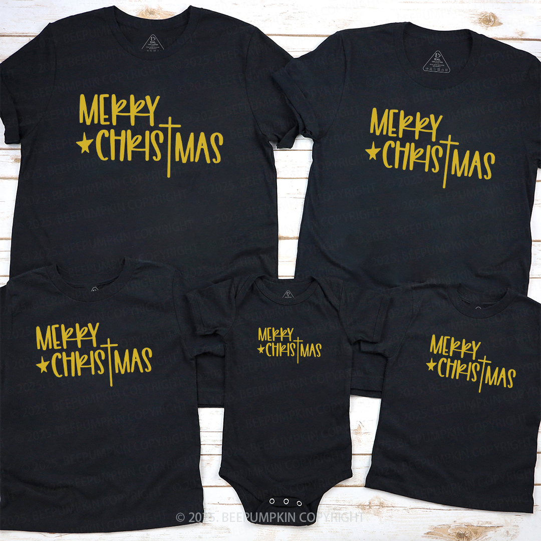 Merry Christmas Cross Family Matching T-Shirts Beepumpkin