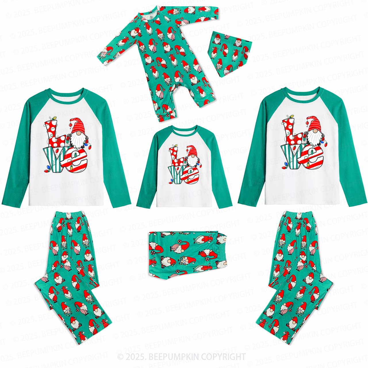 Christmas Love Family Matching Gnomes Pajamas Beepumpkin