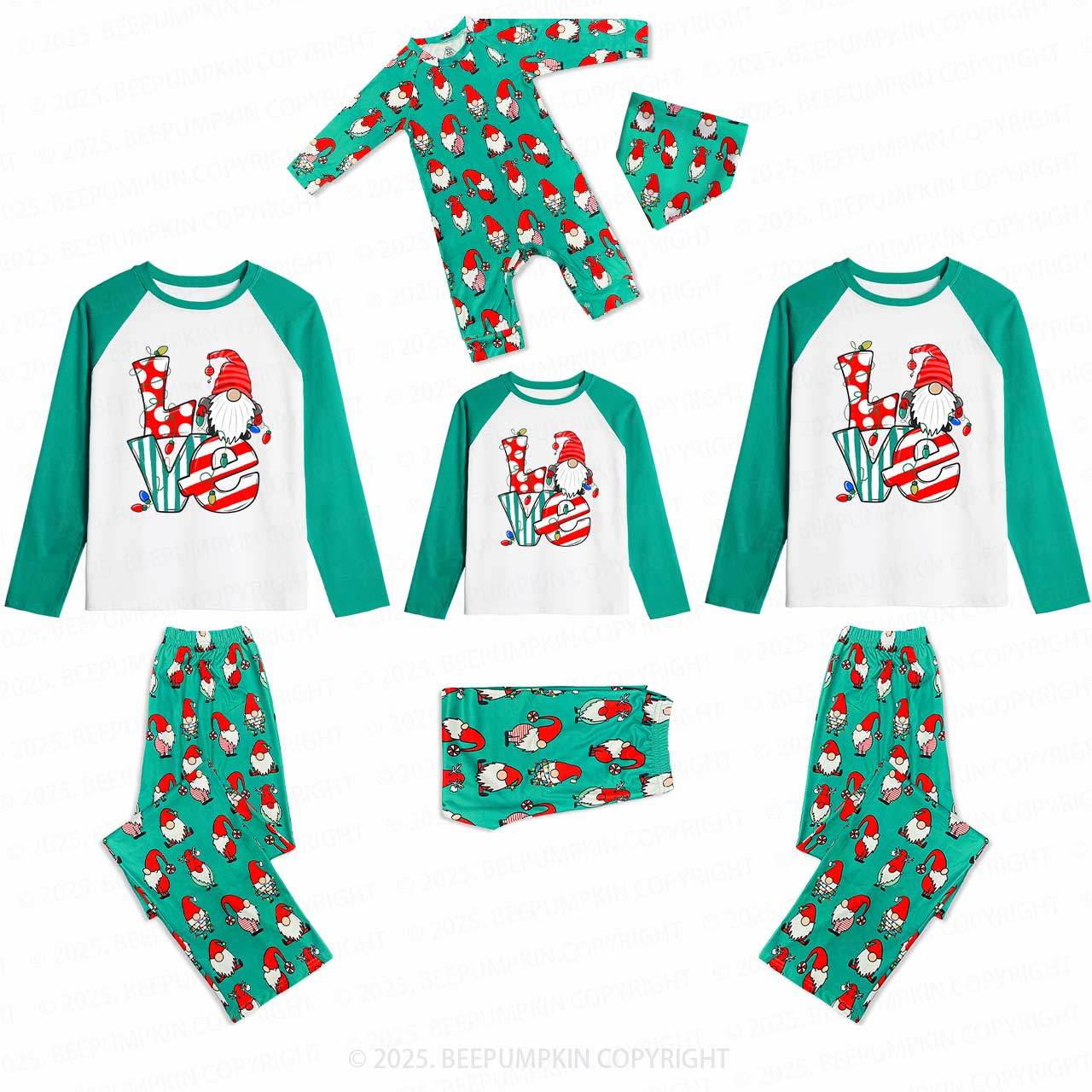 Christmas Love Family Matching Gnomes Pajamas Beepumpkin