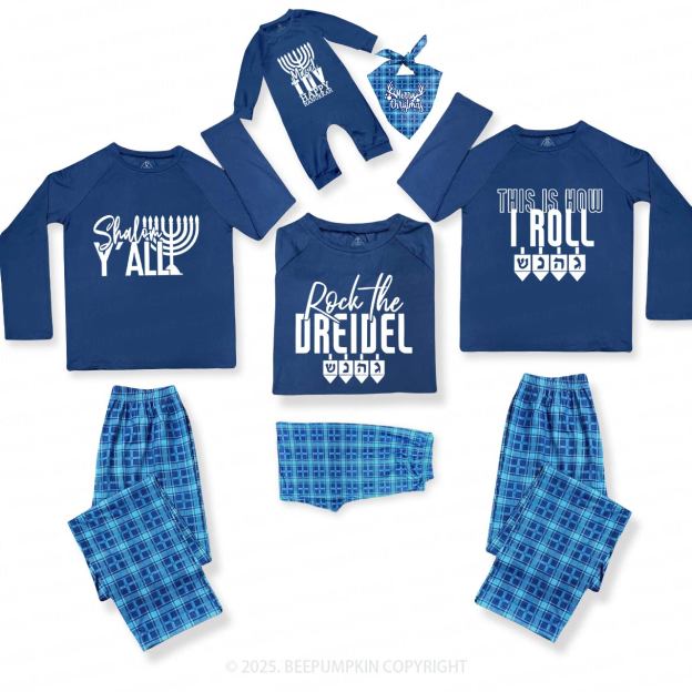 Personalized Hanukkah Saying Matching Blue Pajamas Beepumpkin