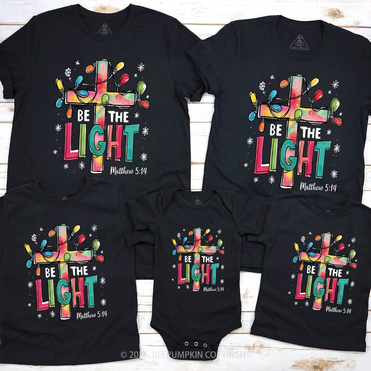 Be The Light Family Matching T-Shirts Beepumpkin