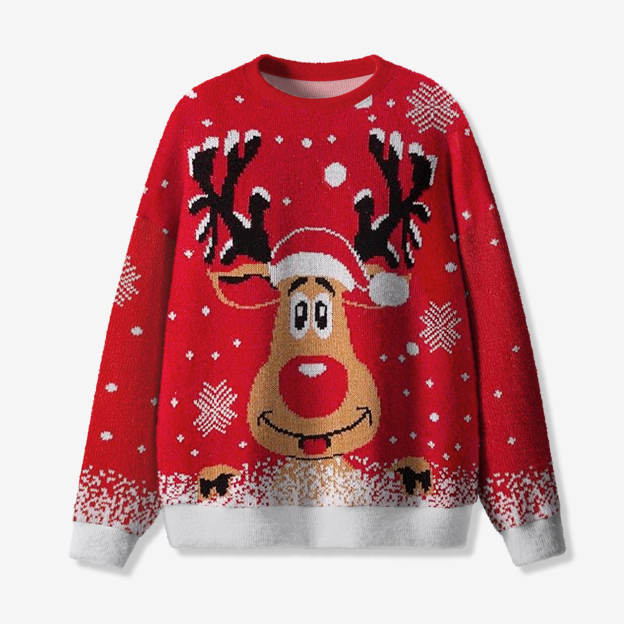 Elk Playing In The Snow Christmas Family Matching Knit Sweatshirt