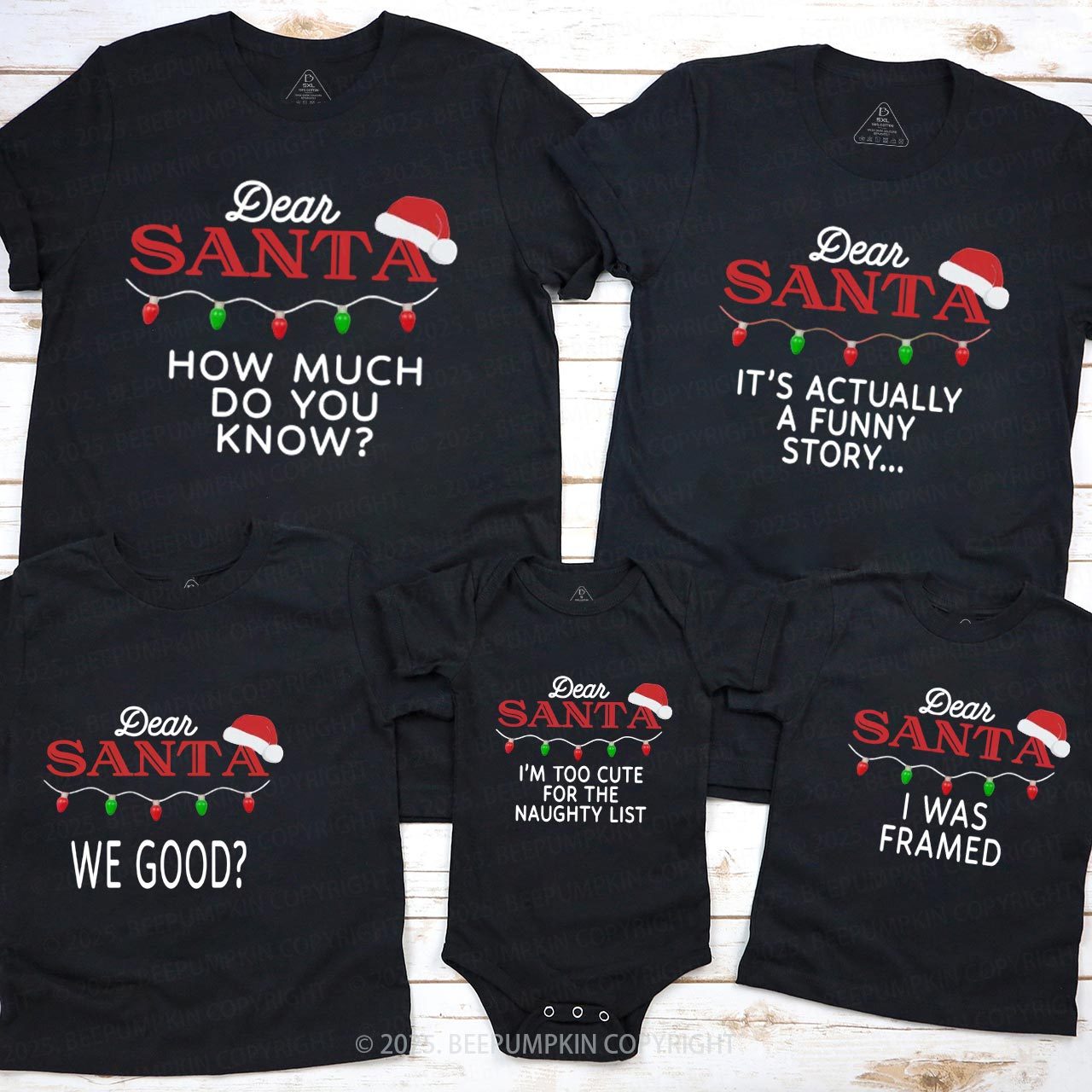Personalized Dear Santa Christmas Family Matching T-Shirts Beepumpkin
