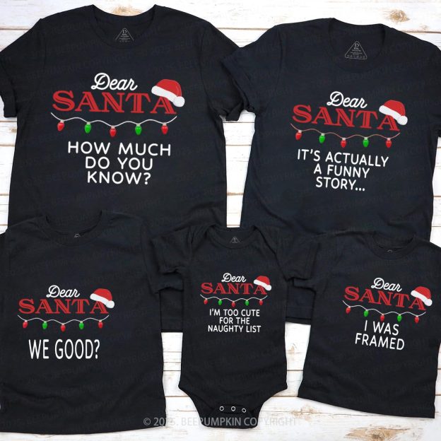 Personalized Dear Santa Christmas Family Matching T-Shirts Beepumpkin