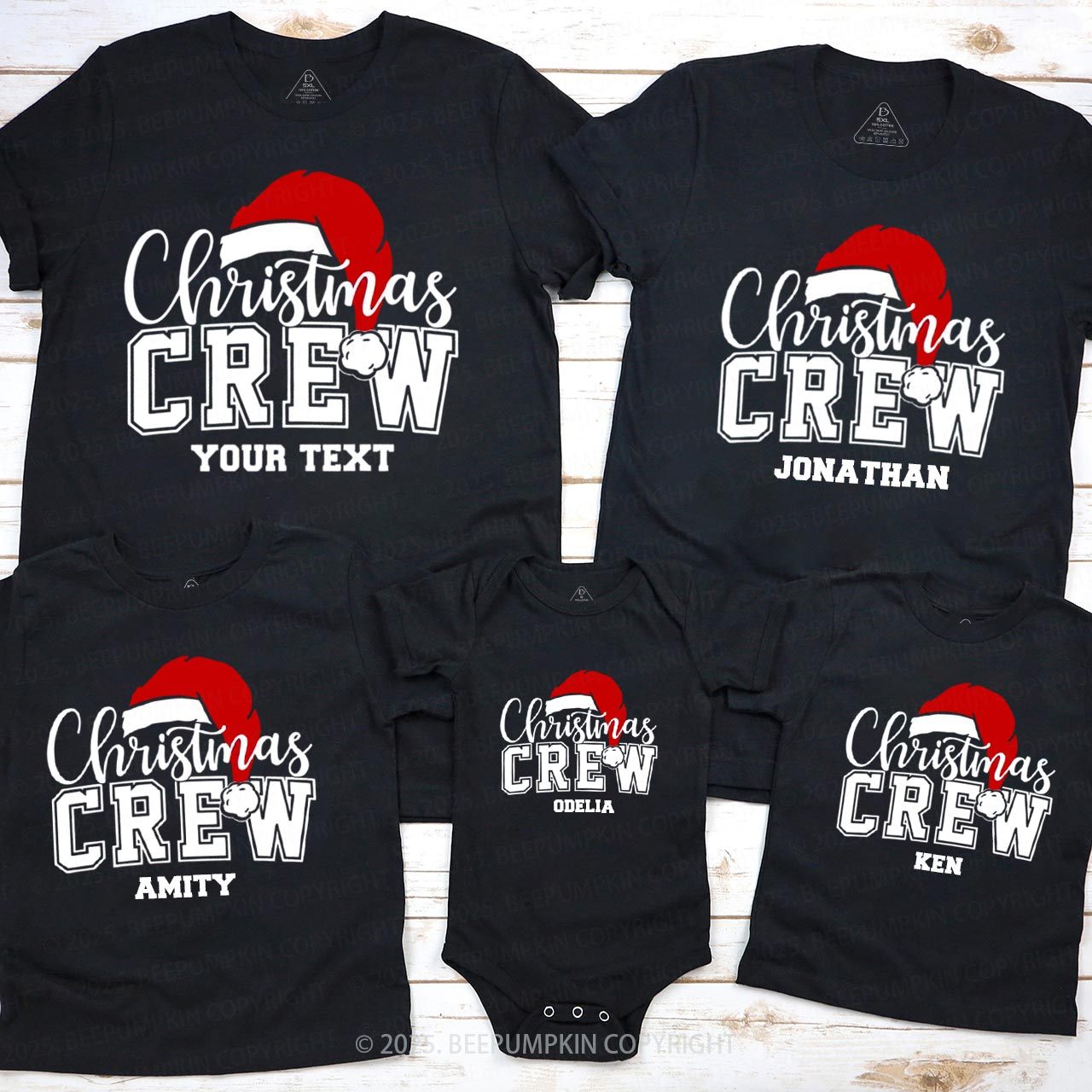 Personalized Christmas Crew Group Family Matching T-Shirts Beepumpkin