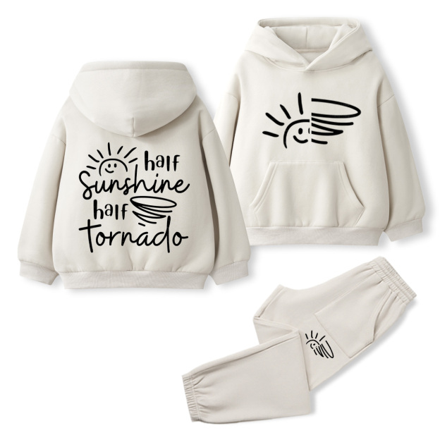 Half Sunshine Half Tornado Toddler&Kids Hoodie Set