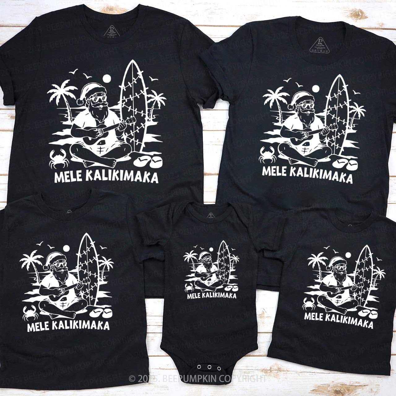 Personalized Mele Kalikimaka Family Matching T-Shirts Beepumpkin