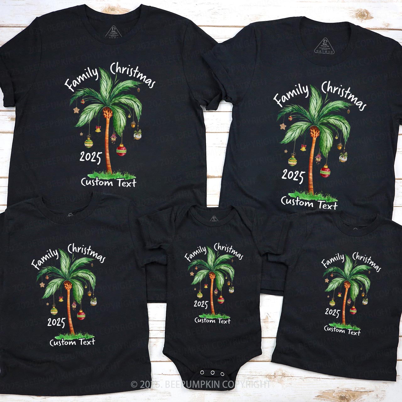 Personalized Tropical Christmas Family Matching T-Shirts Beepumpkin