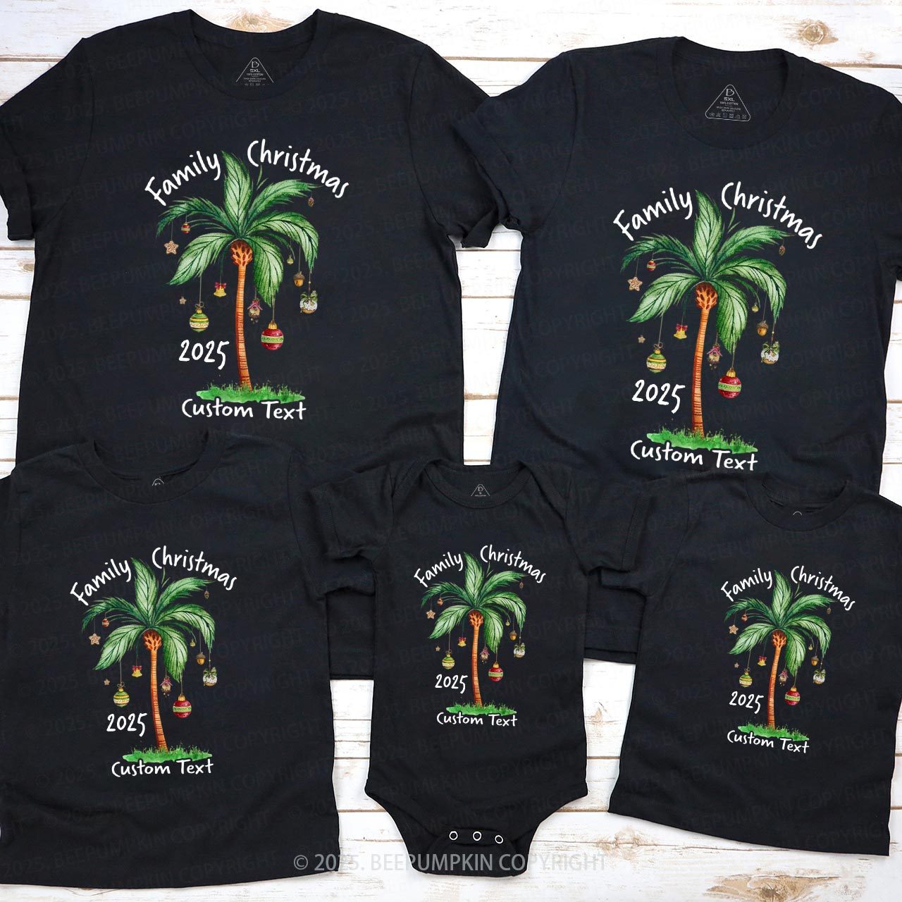 Personalized Tropical Christmas Family Matching T-Shirts Beepumpkin