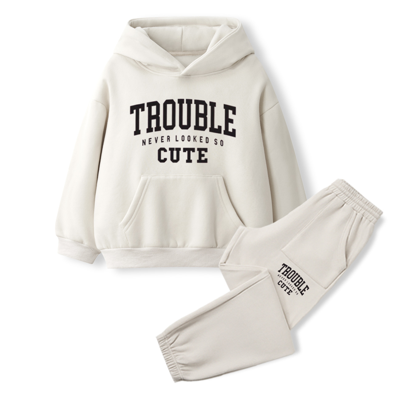 Trouble Never Looked So Cute Toddler&Kids Hoodie Set Sale-Beepumpkin™